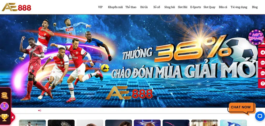 Giao diện website của AE888